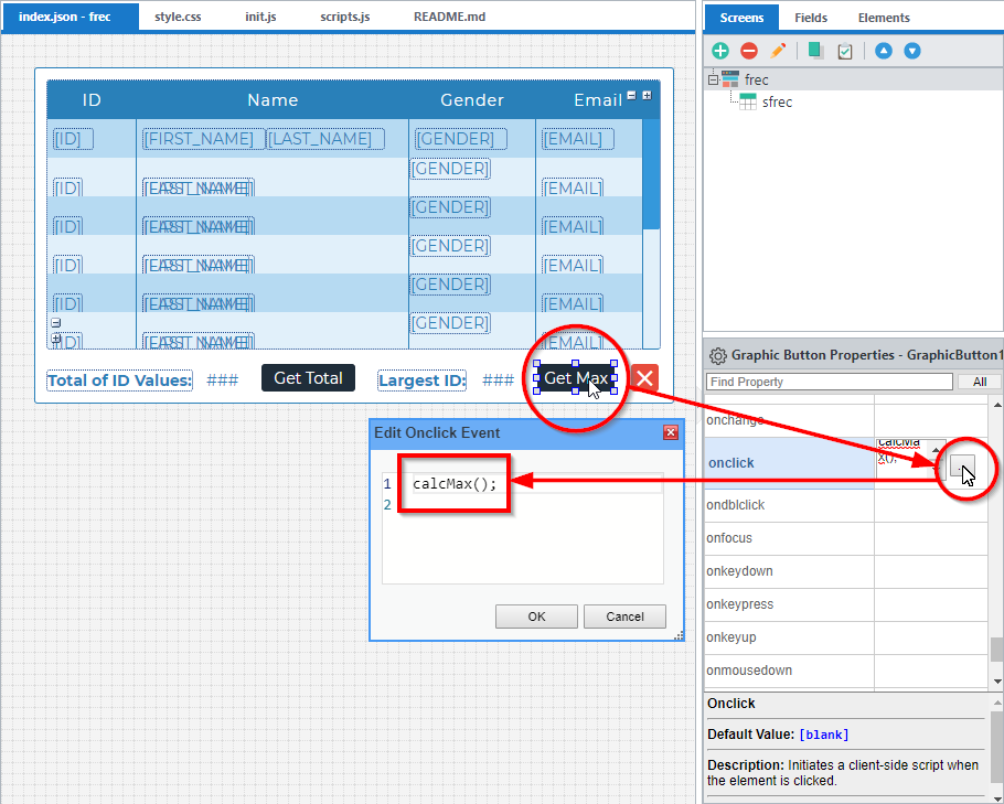 Add Code to Onclick Event of Max Button